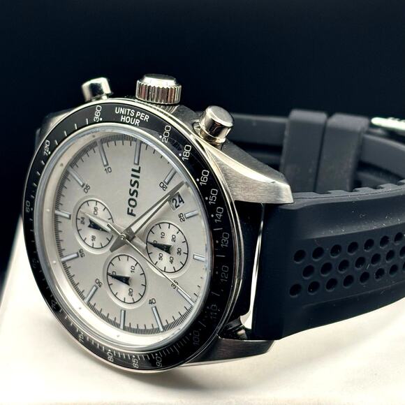 Fossil Autocross BQ2068 Mens Chronograph Stainless Steel Black Silicone Strap - Picture 7 of 17